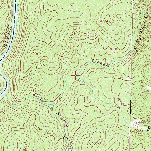 Topographic Map of North Fork Fall Creek, SC