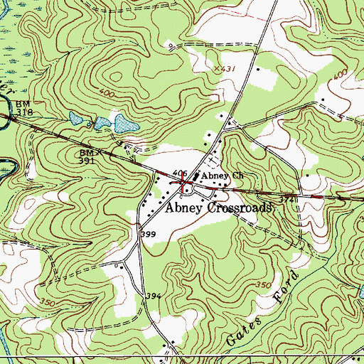 Topographic Map of Abney Crossroads, SC