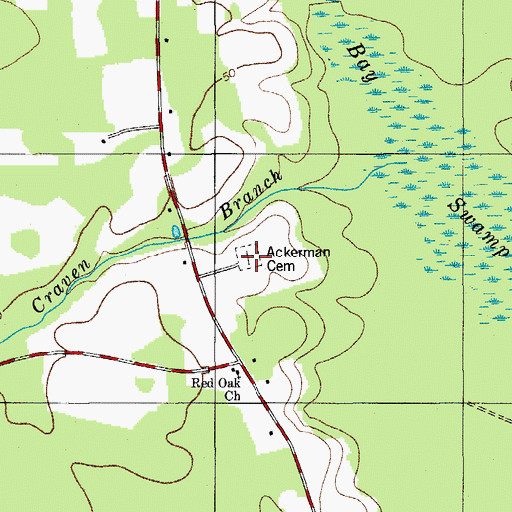 Topographic Map of Ackerman Cemetery, SC