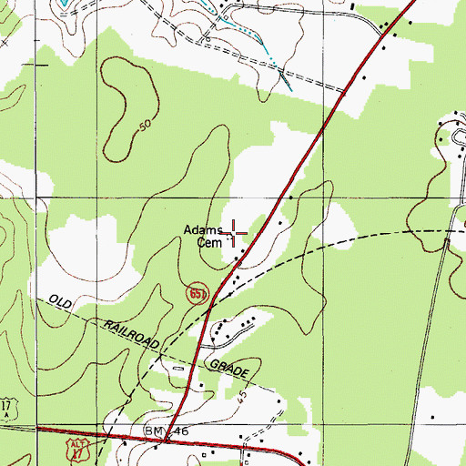 Topographic Map of Adams Cemetery, SC