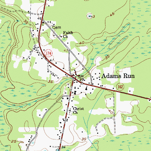 Topographic Map of Adams Run, SC