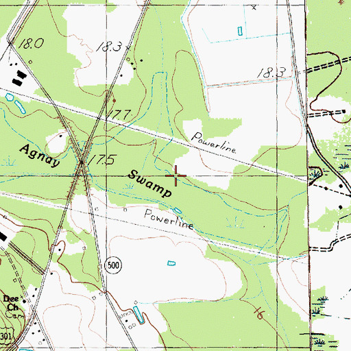 Topographic Map of Agnay Swamp, SC