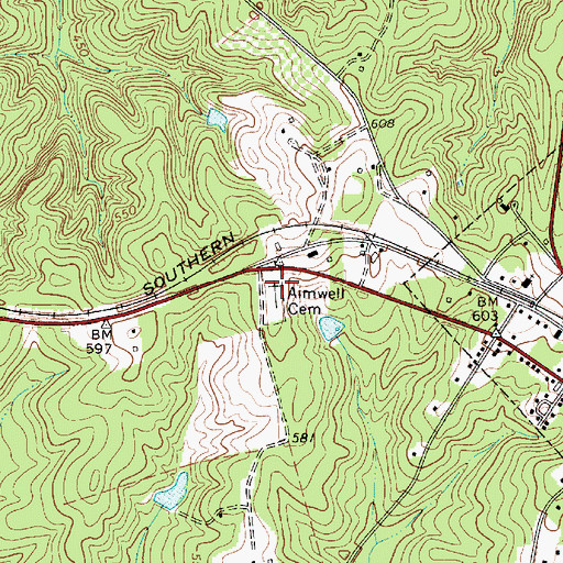 Topographic Map of Aimwell Cemetery, SC