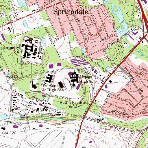 Topographic Map of Airport High School, SC