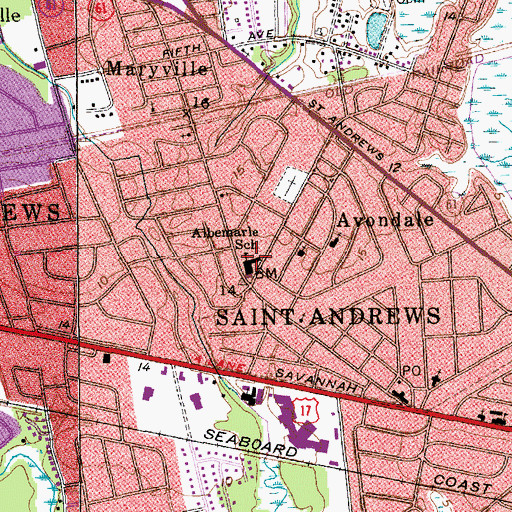 Topographic Map of Albemarle Elementary School, SC