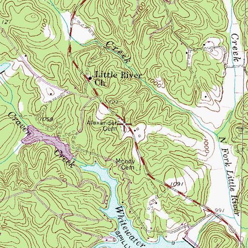 Topographic Map of Alexander Cemetery, SC