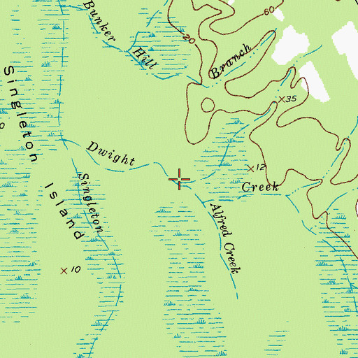 Topographic Map of Alfred Creek, SC