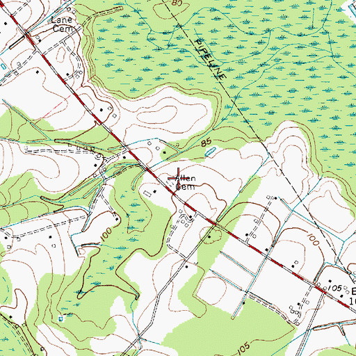Topographic Map of Allen Cemetery, SC