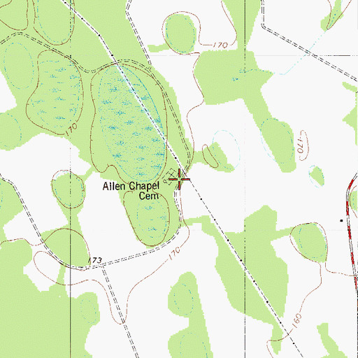 Topographic Map of Allen Chapel Cemetery, SC