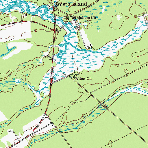 Topographic Map of Allen Church, SC