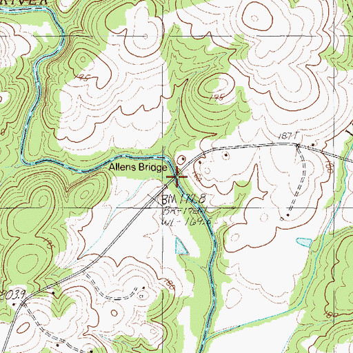 Topographic Map of Allens Bridge, SC