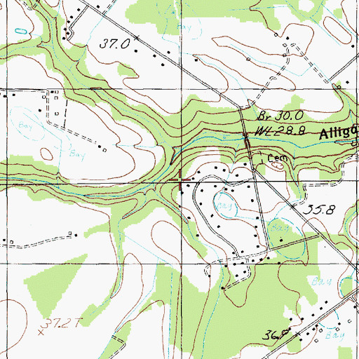 Topographic Map of Alligator Branch, SC