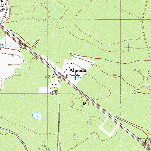 Topographic Map of Almeda, SC