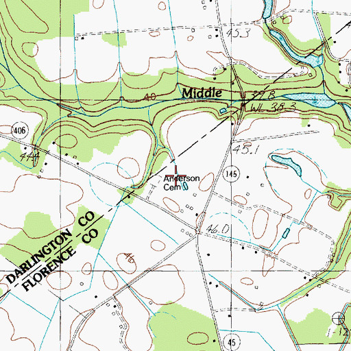 Topographic Map of Anderson Cemetery, SC