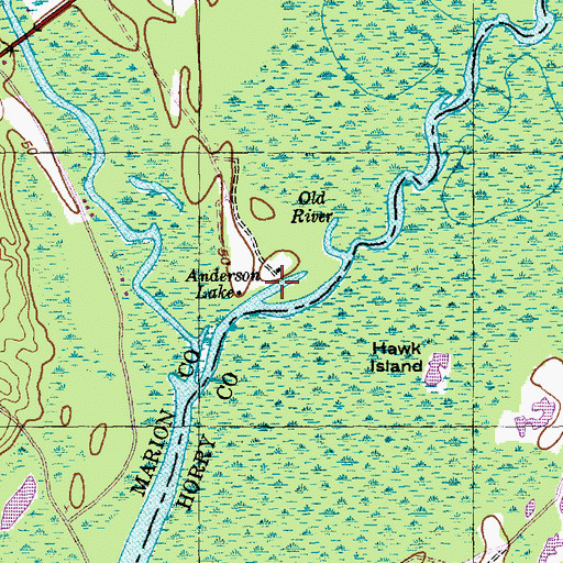 Topographic Map of Anderson Lake, SC