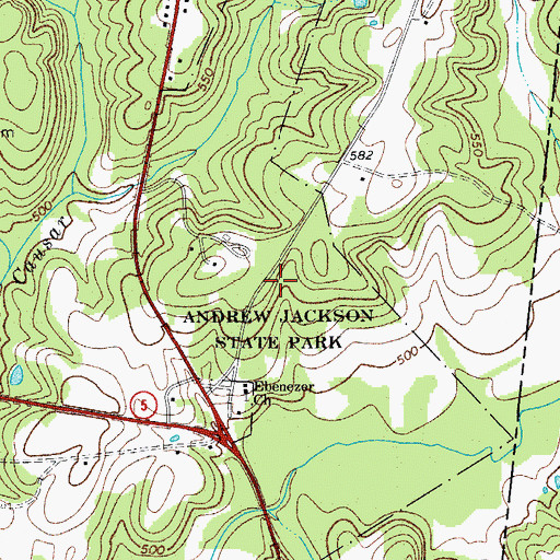 Topographic Map of Andrew Jackson State Park, SC