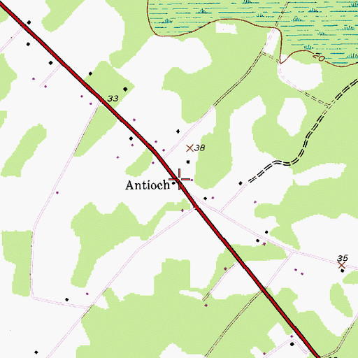 Topographic Map of Antioch, SC