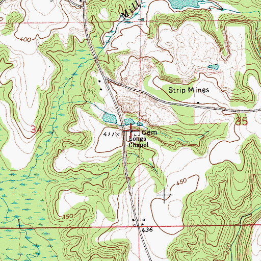 Topographic Map of Longs Chapel, AL