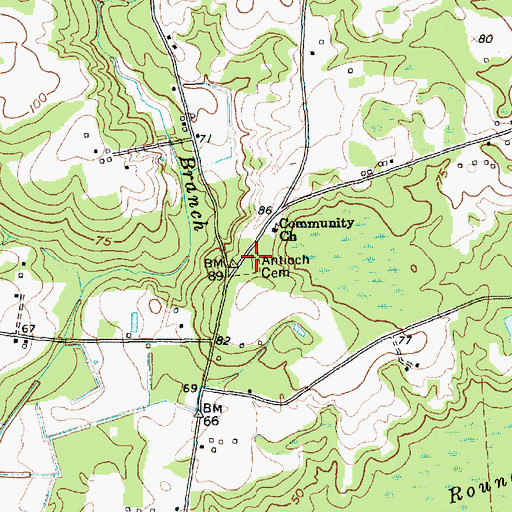 Topographic Map of Antioch Cemetery, SC