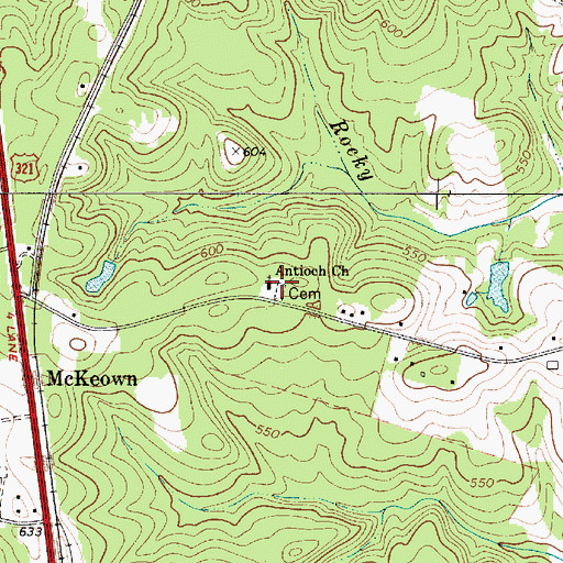 Topographic Map of Antioch Church, SC