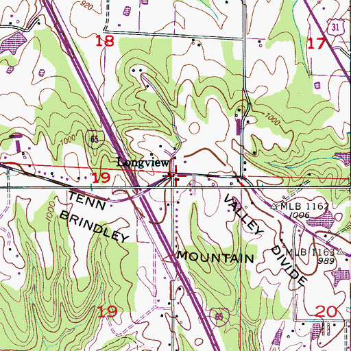 Topographic Map of Longview, AL