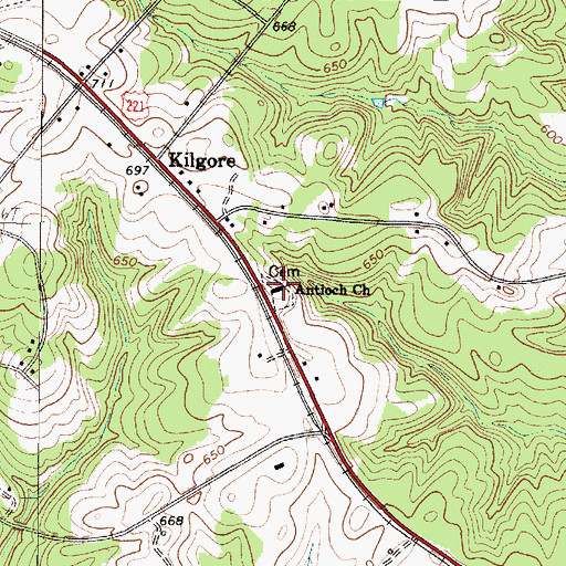 Topographic Map of Antioch Church, SC