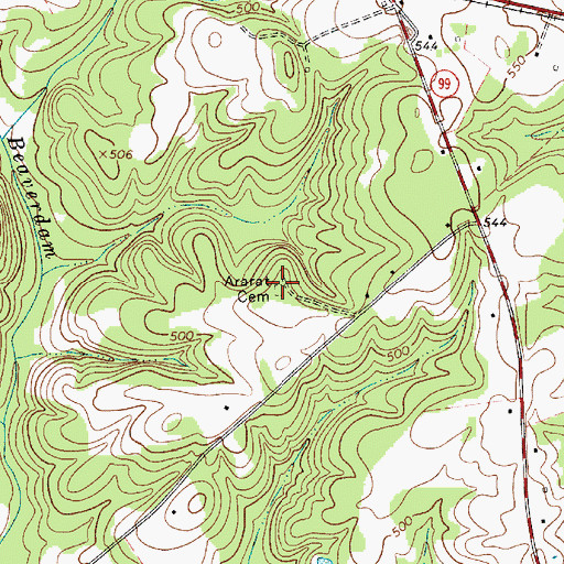 Topographic Map of Ararat Cemetery, SC
