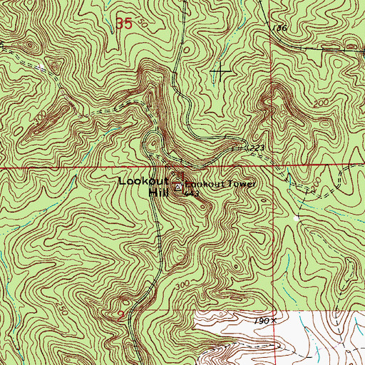 Topographic Map of Lookout Hill, AL