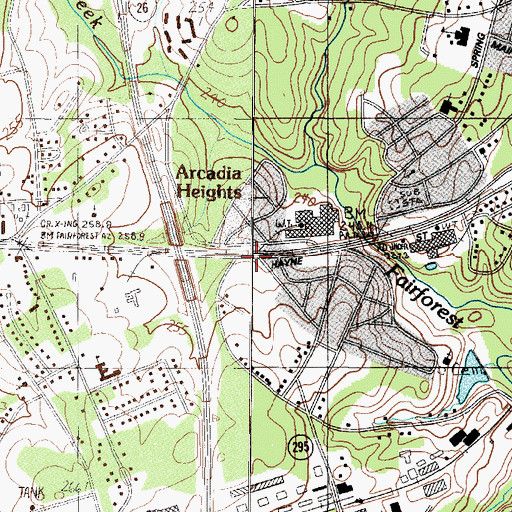 Topographic Map of Arcadia Heights, SC