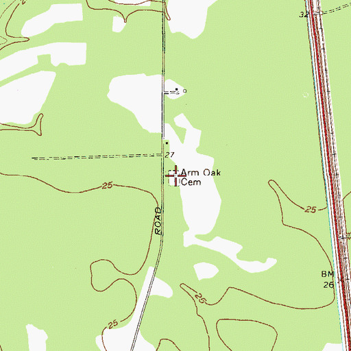 Topographic Map of Arm Oak Cemetery, SC