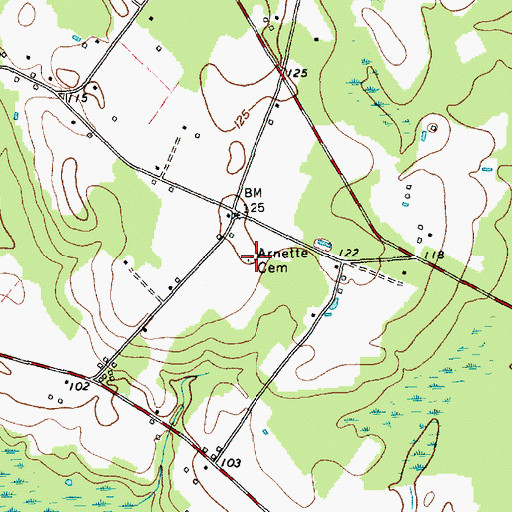 Topographic Map of Arnette Cemetery, SC