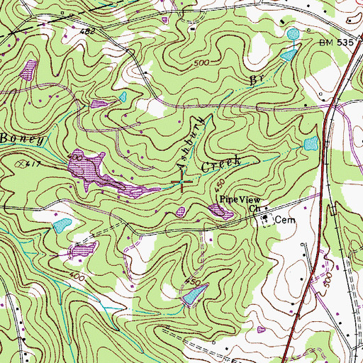 Topographic Map of Ashbury Branch, SC