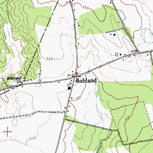 Topographic Map of Ashland, SC