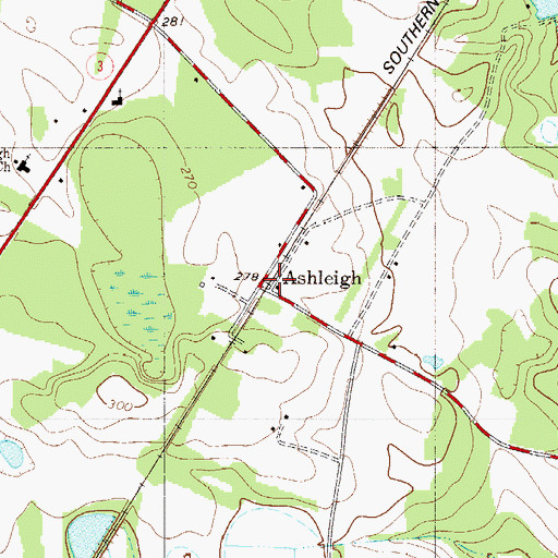 Topographic Map of Ashleigh, SC