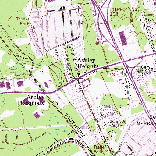 Topographic Map of Ashley Heights, SC