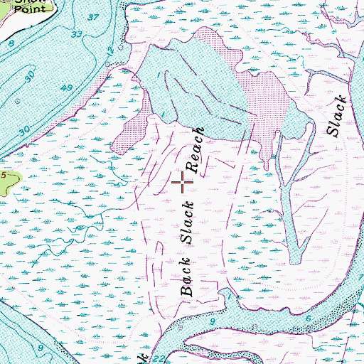 Topographic Map of Back Slack Reach, SC