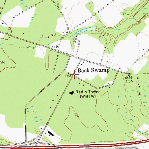 Topographic Map of Back Swamp, SC