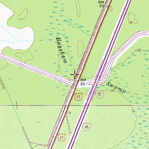 Topographic Map of Bagshaw Swamp, SC