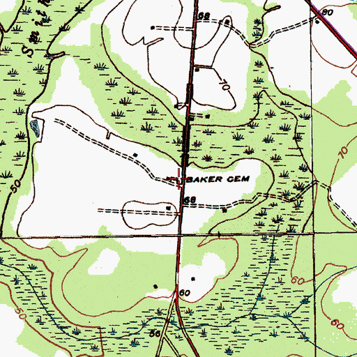 Topographic Map of Baker Cemetery, SC