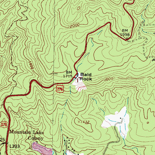 Topographic Map of Bald Rock, SC