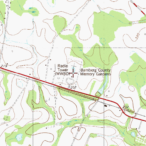 Topographic Map of Bamberg County Memory Gardens, SC