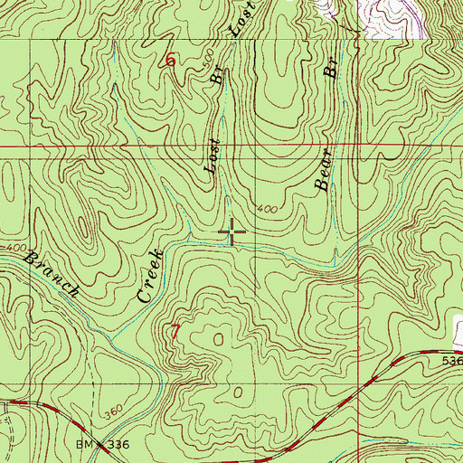 Topographic Map of Lost Branch, AL