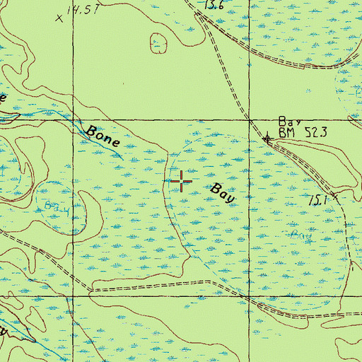 Topographic Map of Bare Bone Bay, SC