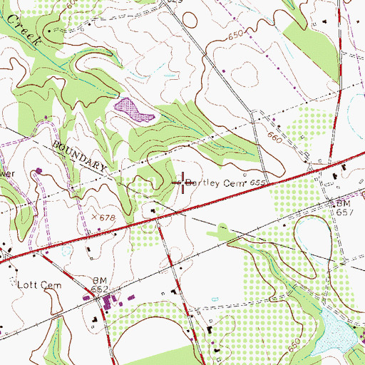 Topographic Map of Bartley Cemetery, SC