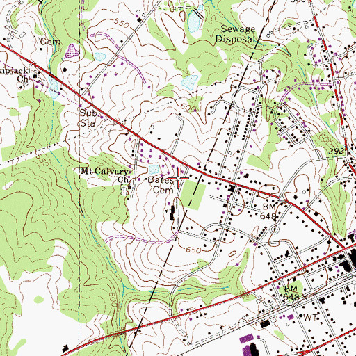 Topographic Map of Bates Cemetery, SC