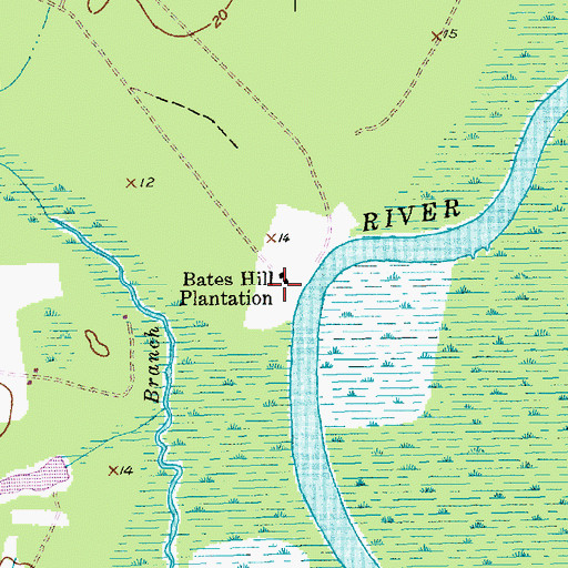 Topographic Map of Bates Hill Plantation, SC