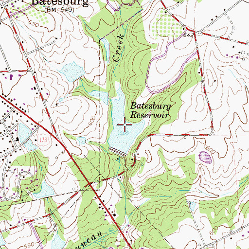 Topographic Map of Batesburg Reservoir, SC