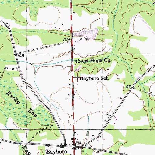 Topographic Map of Bayboro School, SC