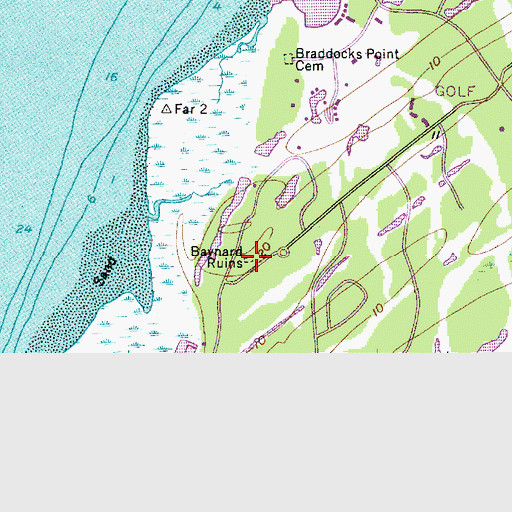 Topographic Map of Baynard Ruins, SC