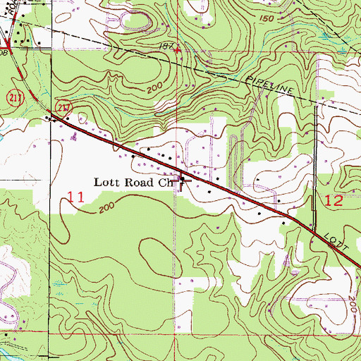 Topographic Map of Lott Road Church, AL